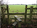 Houses on Langton Lane seen from stile on footpath