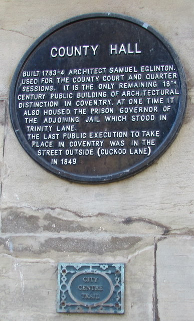 County Hall black plaque, Coventry