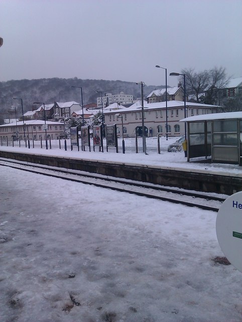 Treforest Railway Station in the snow