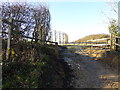 Restricted byway seen from crossing footpath