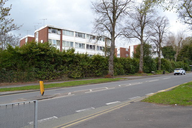 Abbey Court flats, seen from London Road, Whitley, southeast Coventry