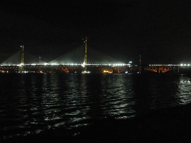 The Queensferry Crossing at night