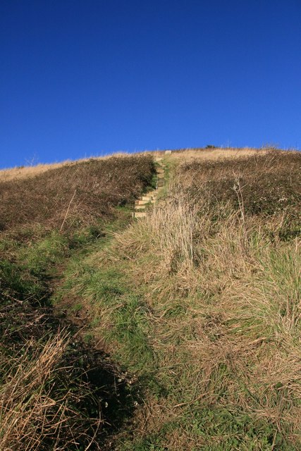 Steep steps to ridge west of Kimmeridge