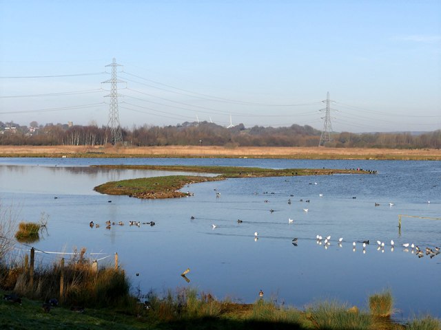 Partially frozen mere at RSPB Old Moor