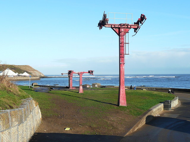 Disused chair lift pillars, North Bay, Scarborough
