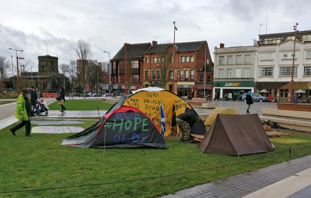 Tents at Leicester's Jubilee Square
