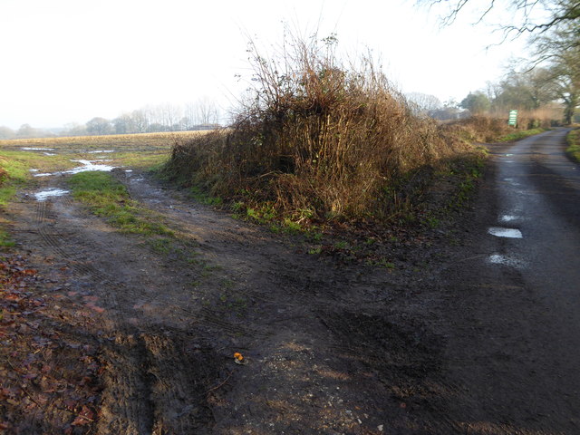 Muddy track into field from Furners Lane