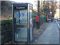 Elizabeth II postbox and telephone box on Halifax Road, Todmorden