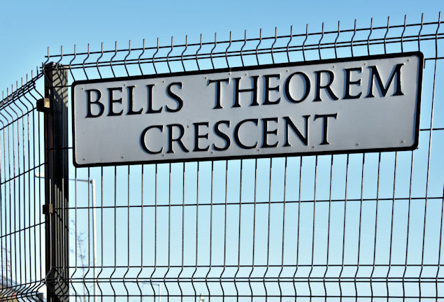Bell's Theorem Crescent sign, Titanic Quarter, Belfast (January 2017)
