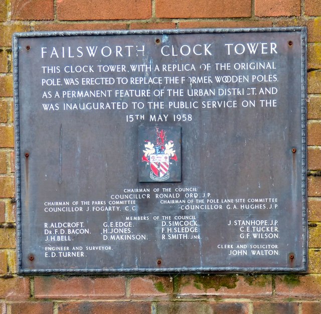 Failsworth Clock Tower (East plaque)