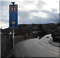 ST2197 : Warning sign - traffic lights and low bridge ahead, North Road, Newbridge by Jaggery