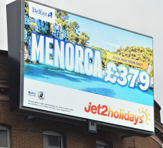 Jet2 digital advertisement, Belfast (January 2017)