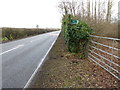 Footpath junction by woodland on the A281