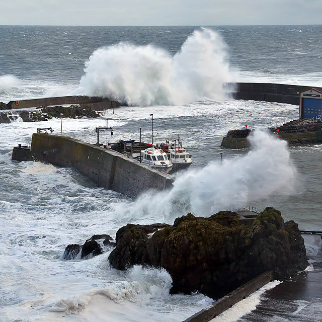 A Stormy Scene At St Abbs Harbour © Walter Baxter Geograph Britain