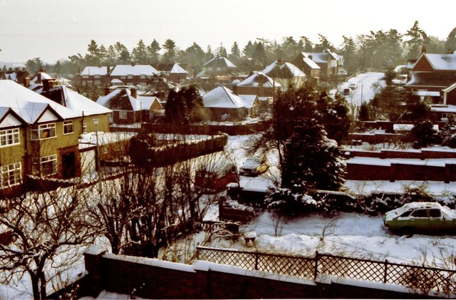 Western Road & part of Western Avenue in the winter of 1981
