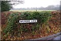 Wilmore Lane road name sign, near Wythall, Worcs