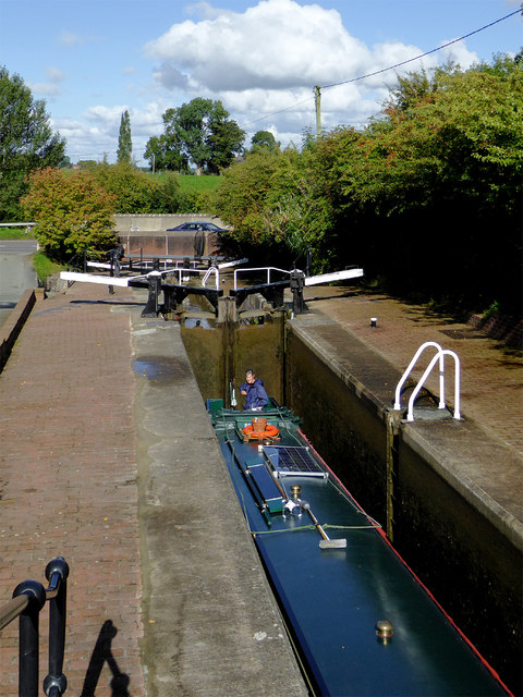 Narrowboat in Grindley Brook Staircase Lock, Shropshire