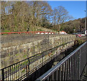 ST0996 : Three parallel bridges over the River Taff, Quakers Yard by Jaggery