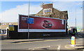 Wide advertising hoarding on a Somerton corner, Newport