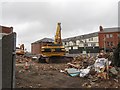 Clearing the debris of the demolished 