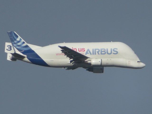 Airbus Beluga #3 from the footbridge over the A55