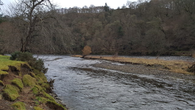 Small island in River Tweed near Old Melrose