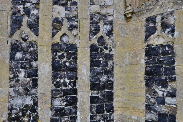 Gissing, St. Mary's Church: The c1474 north porch with its beautiful flushwork (detail)
