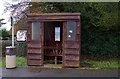 SP0774 : Bus stop, bus shelter, and waste bin, Severn Way, Wythall, Worcs by P L Chadwick