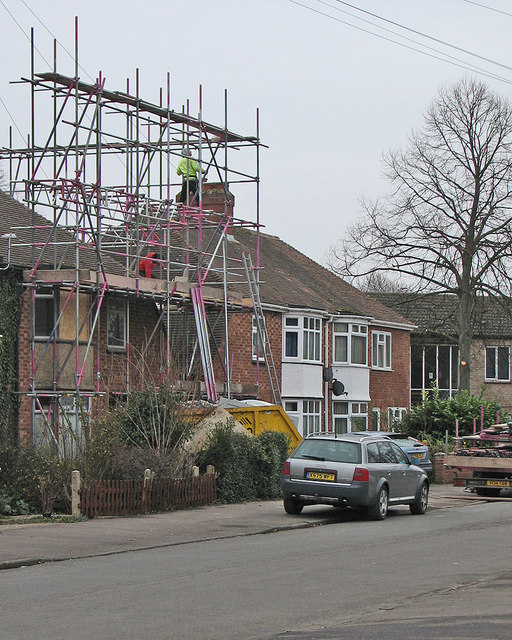 Lichfield Road: scaffolders at work