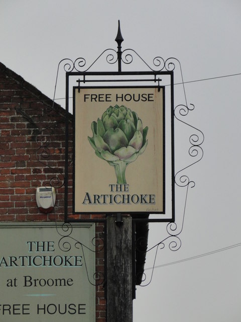 Hanging sign for 'The Artichoke' public house