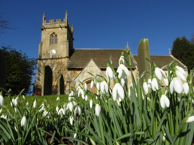 Snowdrops and Woolstone church © Philip Halling cc-by-sa/2.0 ...