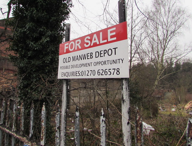 Old Manweb Depot For Sale sign, Crewe