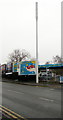 Telecoms mast and cabinets on a Crewe corner 