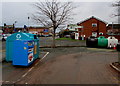 SJ7054 : Donations and recycling area on a Crewe corner by Jaggery
