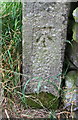 Benchmark on gatepost at field gate on Hawber Lane