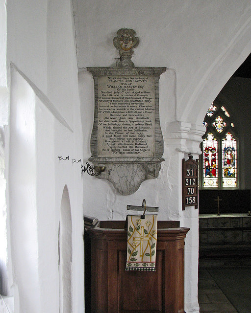 Hinxworth: St Nicholas - pulpit and monument