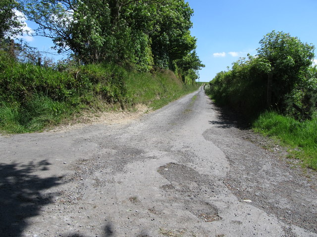 Farm access road on the Ballymoyer Weir Road