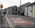 Warning sign - pedestrian crossing 100 yards ahead, Bridgend Road, Maesteg