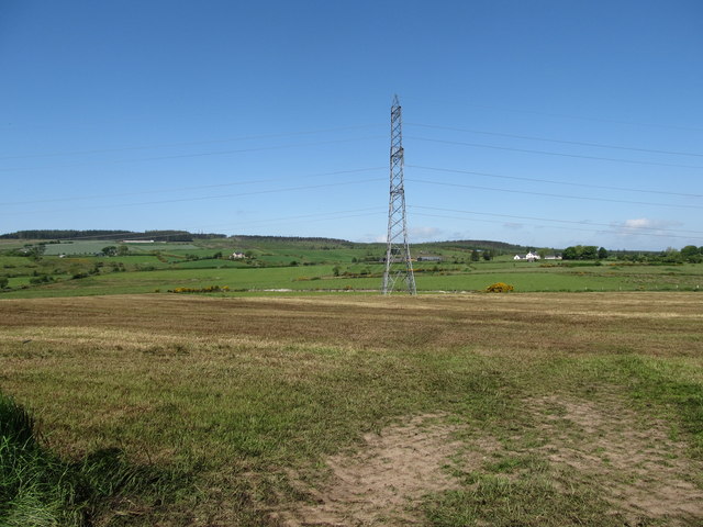 The North-South Interconnector crossing a harvested hay field near the junction of Coiners and Dairy Lanes