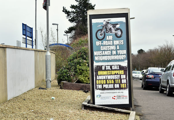 Off-road bikes advertisement, Sydenham, Belfast (February 2017)