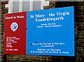 SS8690 : Information board outside St Mary the Virgin church, Troedrhiwgarth, Maesteg by Jaggery