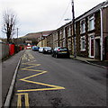 Zigzag markings on Mission Road, Garth, Maesteg