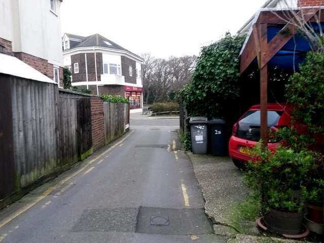 Southbourne: Carbery Lane approaches Pine Avenue