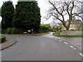 Junction at a bend in Court Meadow, Stone, Gloucestershire