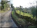 Signpost for the public footpath to Oxenthwaite