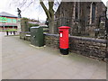 Queen Elizabeth II pillarbox and a telecoms cabinet, Talbot Street, Maesteg