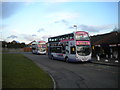 SE3538 : Buses in turning circle, Whinmoor centre by Richard Vince