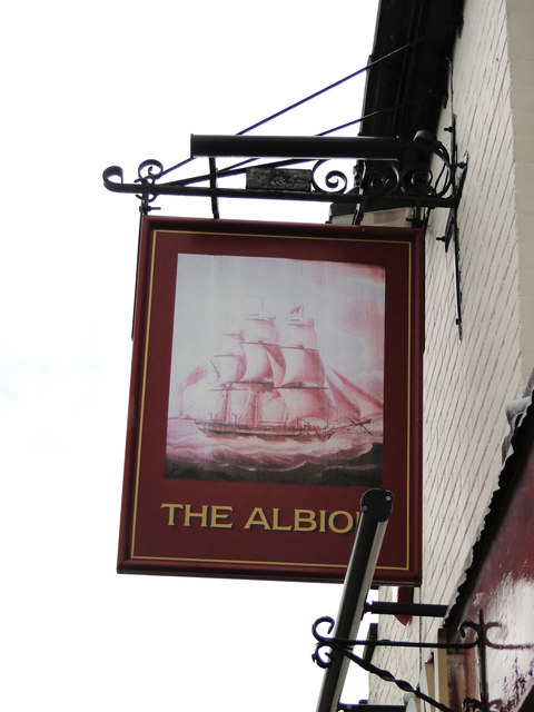 Hanging sign for the Albion public house