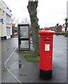 George V postbox and telephone box on Tudor Road, Hinckley