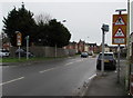 Warning signs facing Porthcawl Road, North Cornelly